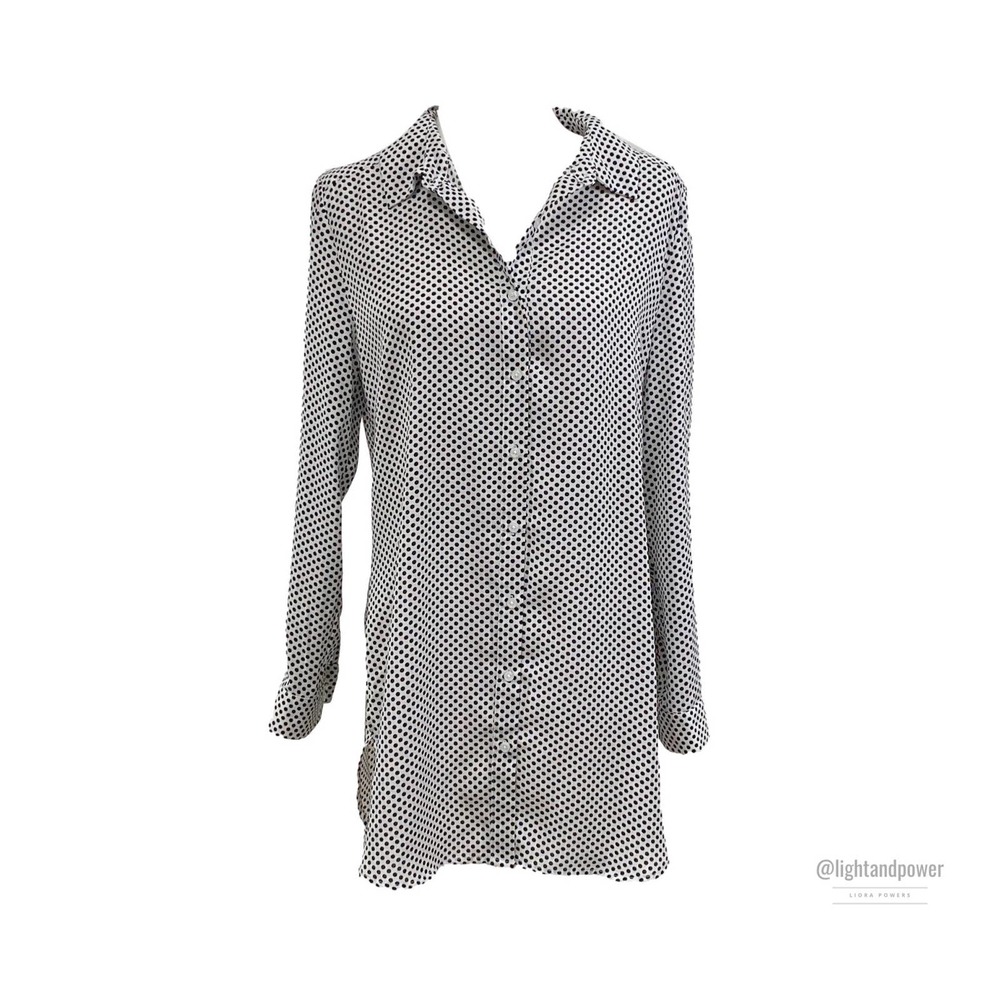 Como Vintage Black White Polk Dot Tunic Blouse S  - Picture 2 of 12